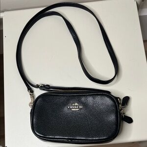 Coach Pebbled Black Leather Crossbody Bag